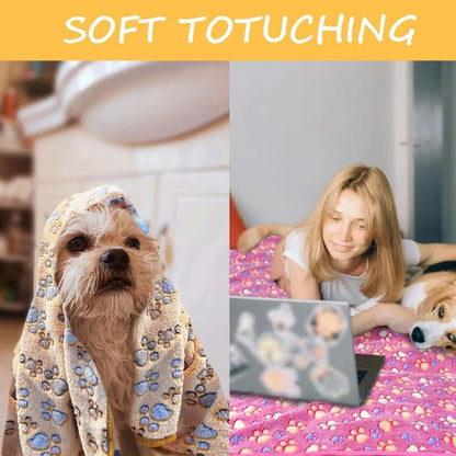 Multifunctional Flannel Dog Blanket - 3 Pack Medium Dog Blankets, Super Soft, 30 x 20 inch, Cute Claw Pattern