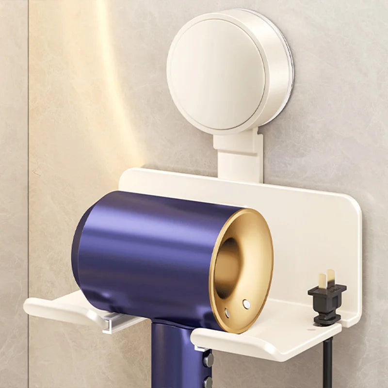 Suction Cup mounted Hair Dryer Holder, Wall Mounted Rack Suction Cup mount for Hairdryer, Stand Cradle, Hand Free Hanger, Bathroom Shelves