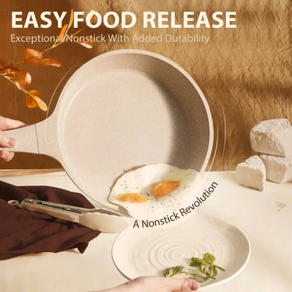 7 Piece, Non Stick Cookware Set, Taupe