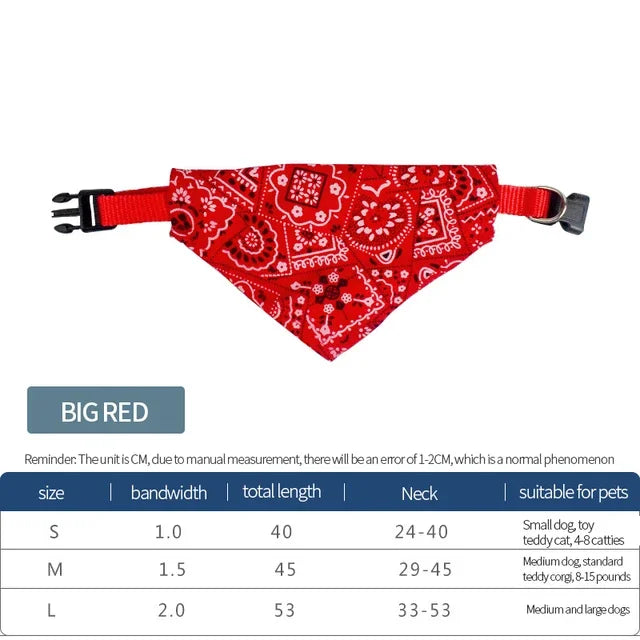 Puppy/Dog Neck Scarf , Bandana Collar  Adjustable, S. M, L, Selection of 5 Colors