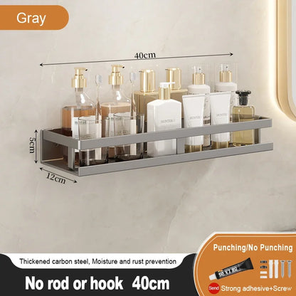 Bathroom Storage Rack, Adhesive Wall Mounted Towel Rack, Bathroom Cosmetics Storage Rack