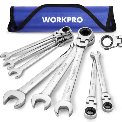 8pcs Flex-Head Ratcheting Combination Wrench Set, SAE 5/16-3/4 in 72-Teeth CR-V Constructed, Choice of 14 different Sets