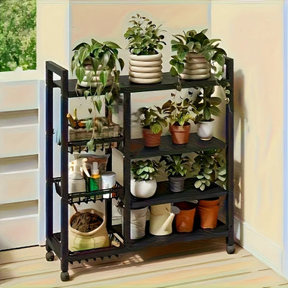 Heavy-Duty 4-Tier Freestanding Shelf with 3 Baskets - Durable Carbon Steel, for Kitchen, Bathroom, Tool Organization