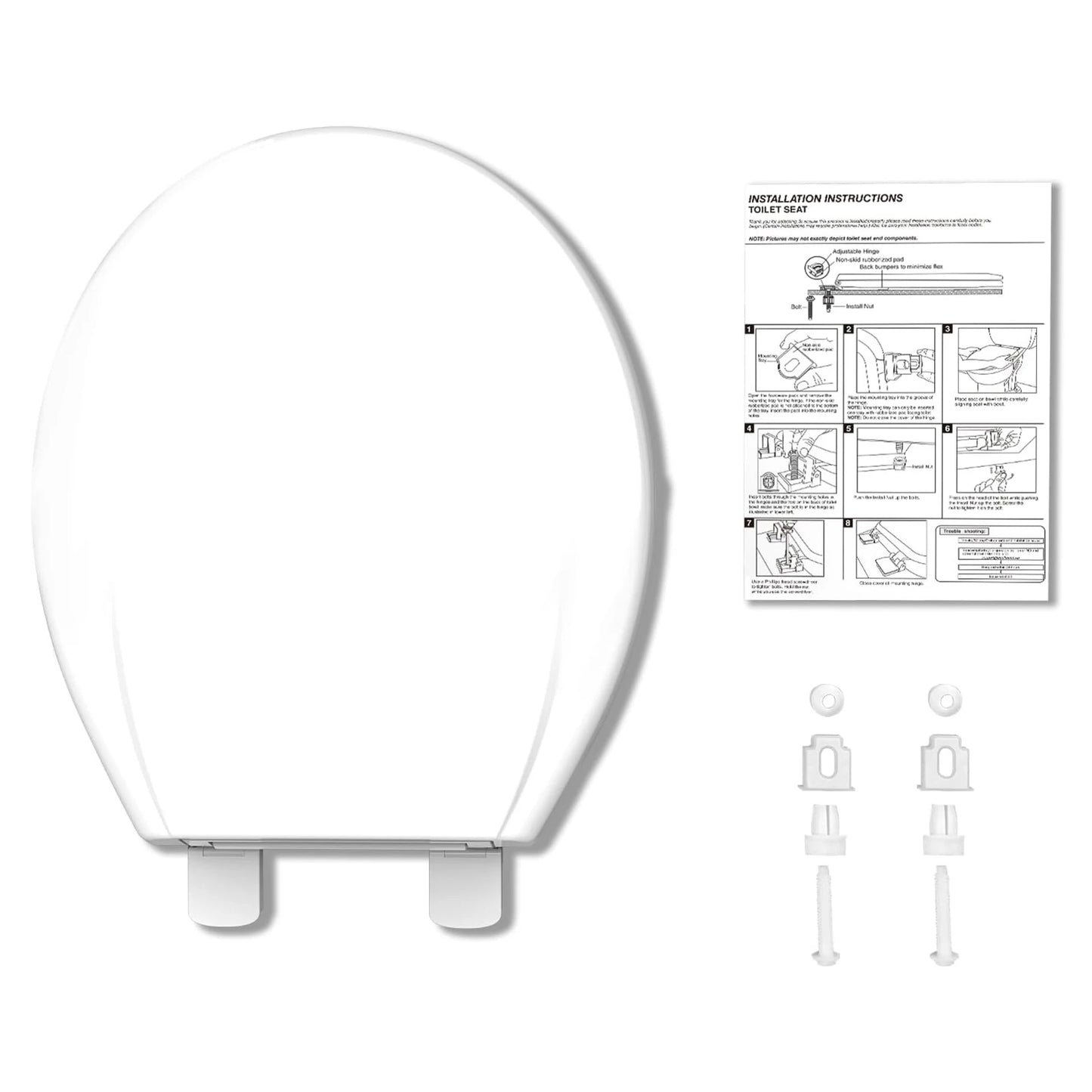 Elongated Toilet Seat with Quick-Release And Quick-Attach Plastic Toilet Seat with Soft Close Never Loosen-2 versions, Round Toilet Seat with Slow Close with Quick Release and Quick Attach Toilet Seat-2 versions