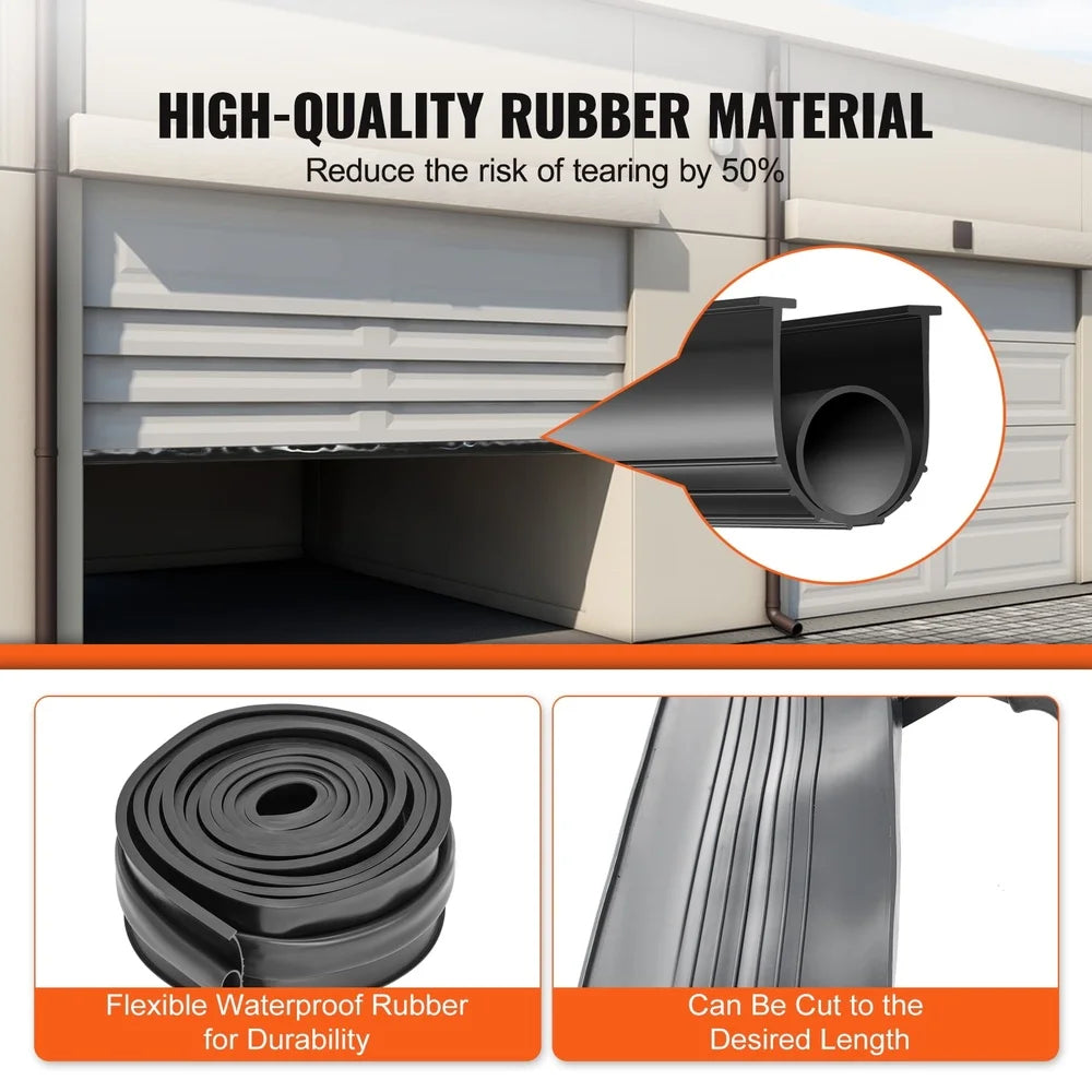 Universal Garage Door Seal Weather Stripping Kit, 16ft Rubber Insulation Strip, Easy Install Dust Air Moisture Barrier-T-Shaped