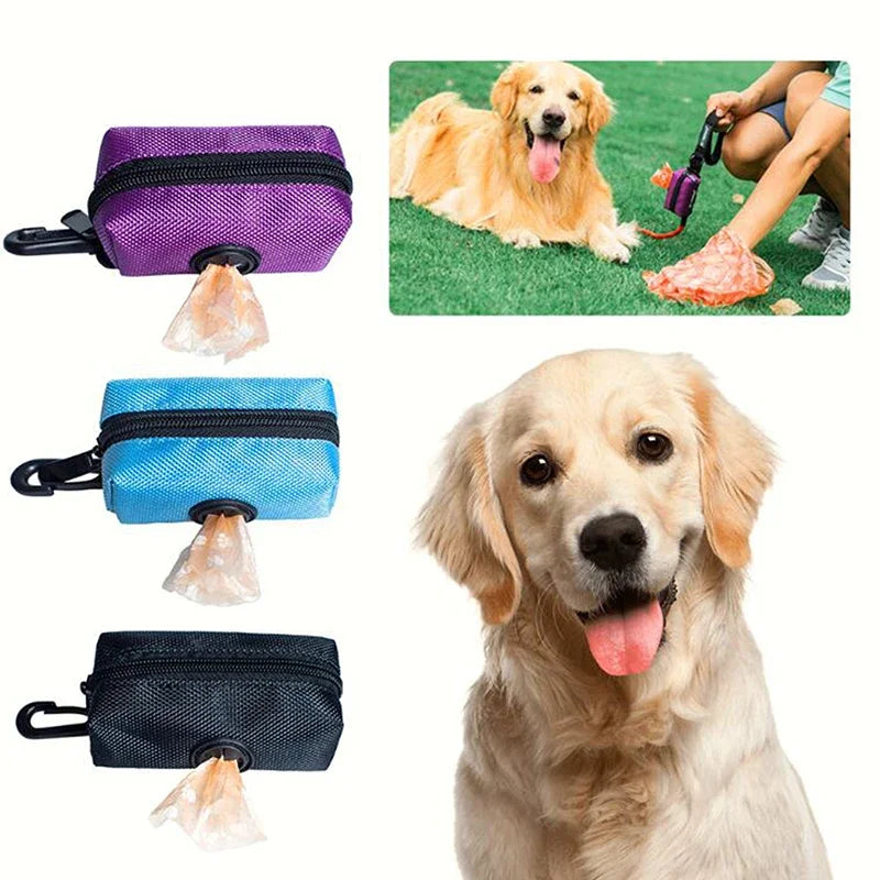 Dog Nylon Medium Storage Bag for Plastic bags with Clip, Attaches to Leash