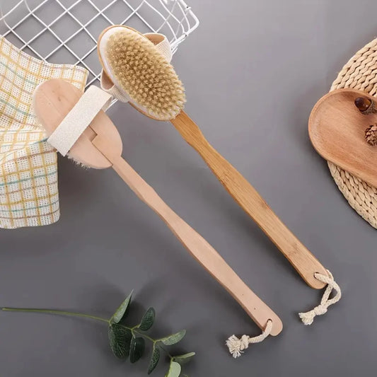 100% Solid Wood, Bristle Shower Brush - Premium Quality Eco-Friendly Body Scrubber for Gentle Exfoliation