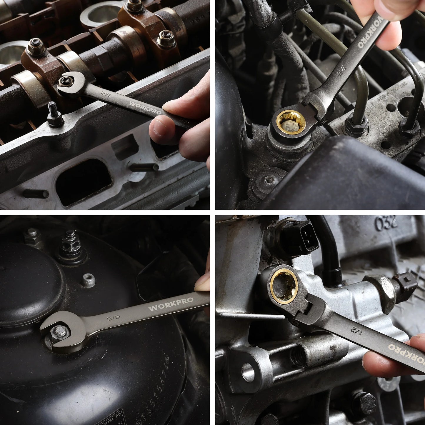 8pcs Flex-Head Ratcheting Combination Wrench Set, SAE 5/16-3/4 in 72-Teeth CR-V Constructed, Choice of 14 different Sets