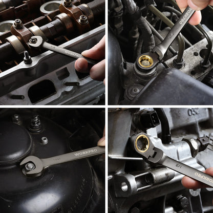 8pcs Flex-Head Ratcheting Combination Wrench Set, SAE 5/16-3/4 in 72-Teeth CR-V Constructed, Choice of 14 different Sets