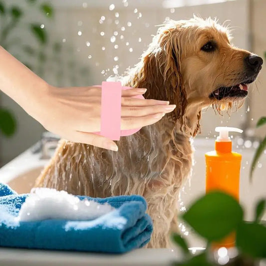 Dog/Cat Bath Brush, Massager, Grooming, Cleaning, Shedding, 3 Color Selections