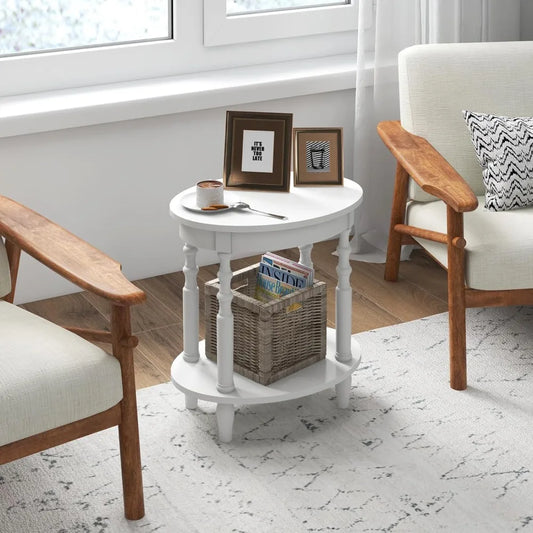Oval End Tables, Set of 2, with Storage Shelf, 2 Color Selections