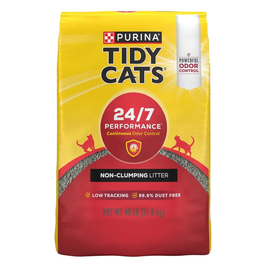 Non-Clumping Cat Litter, 24/7 Performance Multi Cat Odor Control, 48 lb Low Dust, Quick Cleanup, Moisture Absorption, Fresh Scent
