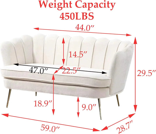 59” Small, Modern ,Chenille Loveseat/Sofa