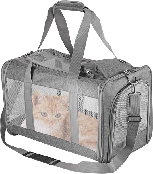 Airline Approved Pet Carrier, Soft Travel Bag with Breathable Honeycomb Board, Removable Support Board for Vet
