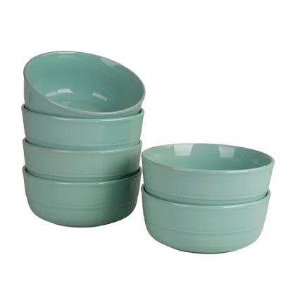 Set of 6 Seafoam,  Double Line, 6.25 Inch Bowls