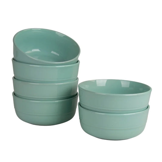 Set of 6 Seafoam,  Double Line, 6.25 Inch Bowls