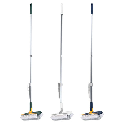3 in 1 Floor Scrub Brush with Right Angled Bristle & Scraper, Long Handle Grout Brush, Shower Scrubber