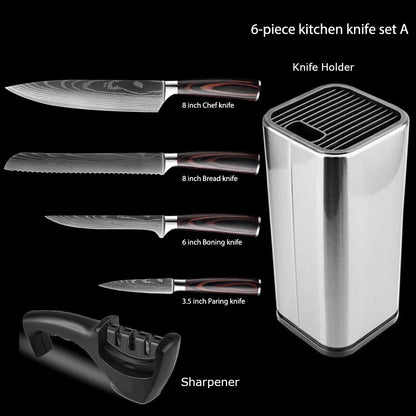 1-10Pcs Chef Knives, Japanese Santoku Kitchen Knives Set, Includes Sharp Cleaver, Slicing Utility Knife , Choice of Sets