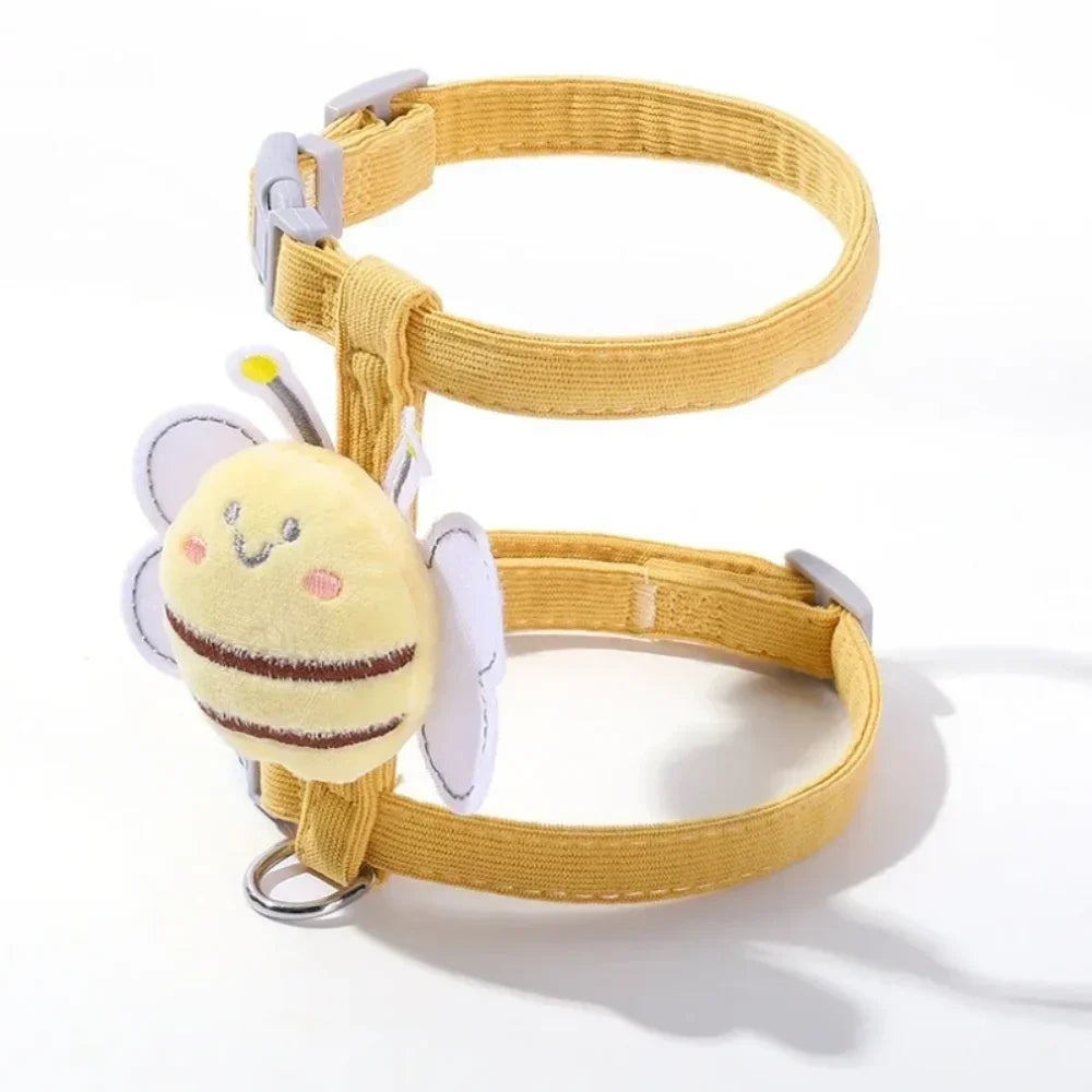 Cat Harness, Leash, Collar Set, Adjustable, Adorable Bee, Double Layer Cat Harness, Small, Medium, Blue, Yellow