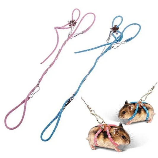 Small Pet Adjustable Soft Strap Harness and/ Leash for Bird, Mouse, Hamster, Ferret, Rat, Pig, Choice of Pink or Blue