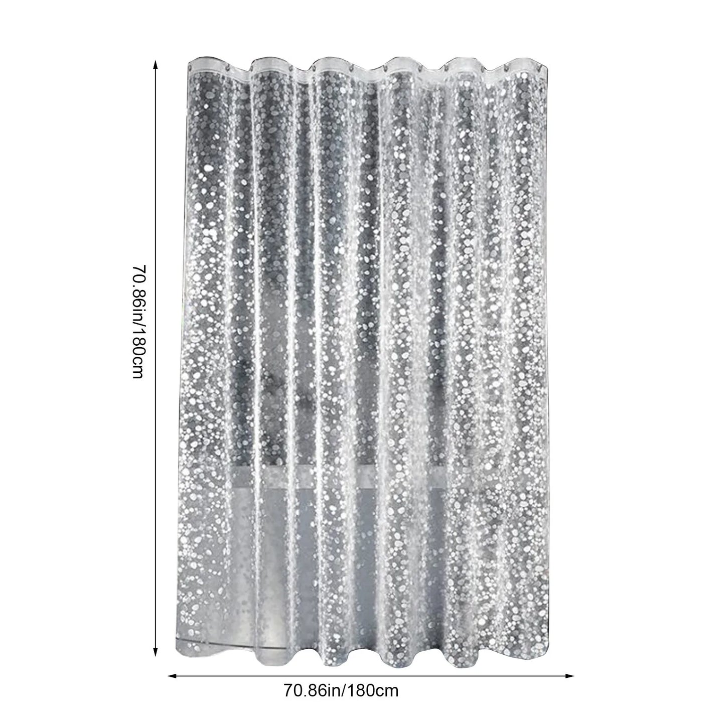 2025 Transparent Bathroom Shower Curtain 180x180, Waterproof, Mildew-Proof, 3D , 12 hooks included
