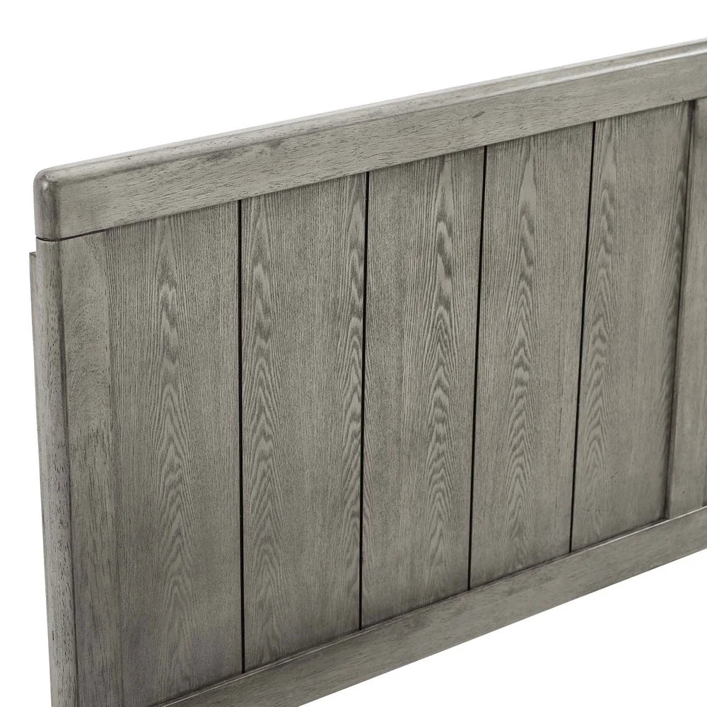 Modern King Wood Headboard with Retro Design, Gray