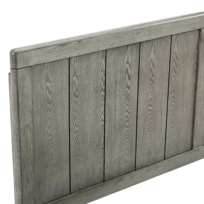 Modern King Wood Headboard with Retro Design, Gray
