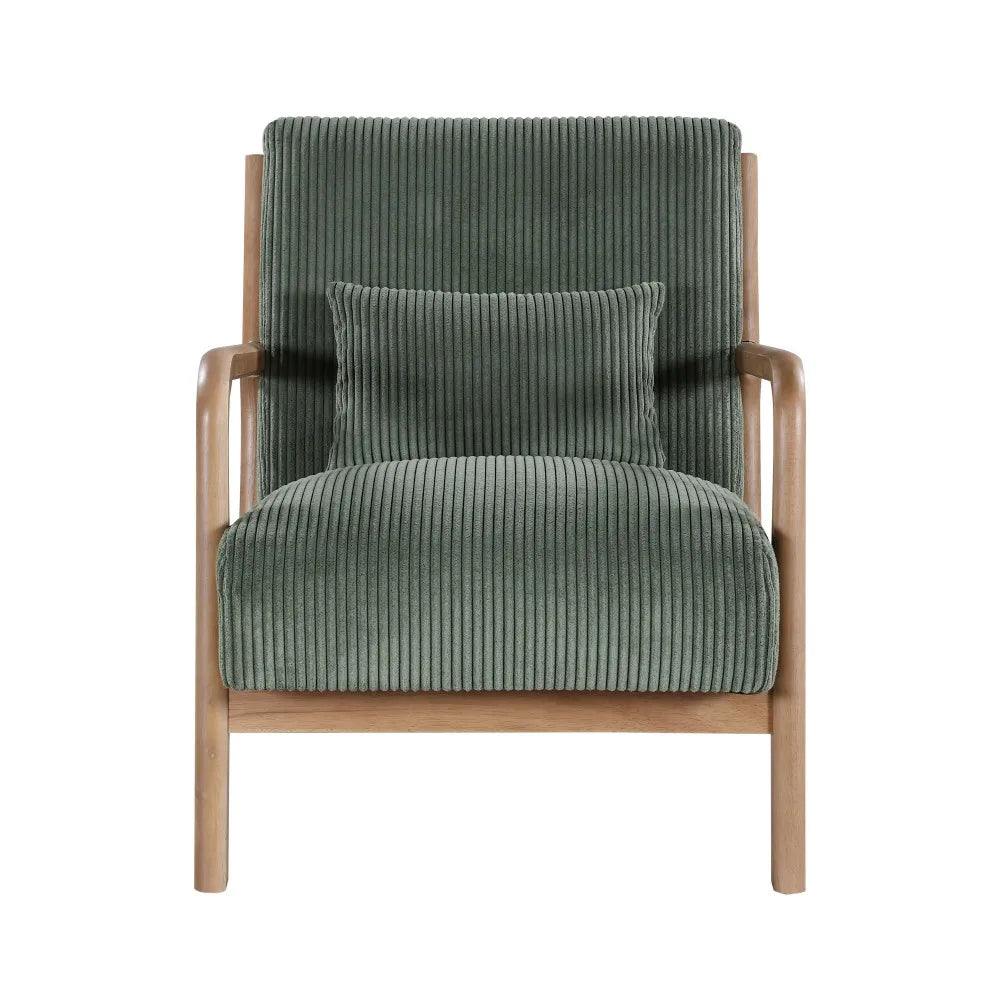 Wooden Lounge Chair with Green Lumbar Cushion