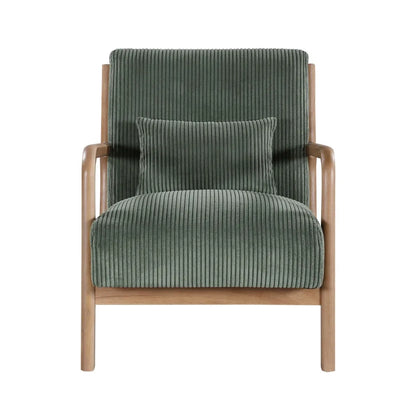 Wooden Lounge Chair with Green Lumbar Cushion
