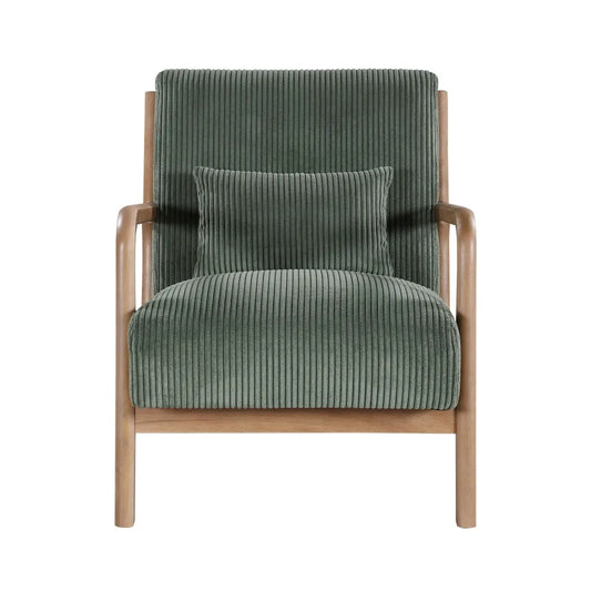 Wooden Lounge Chair with Green Lumbar Cushion