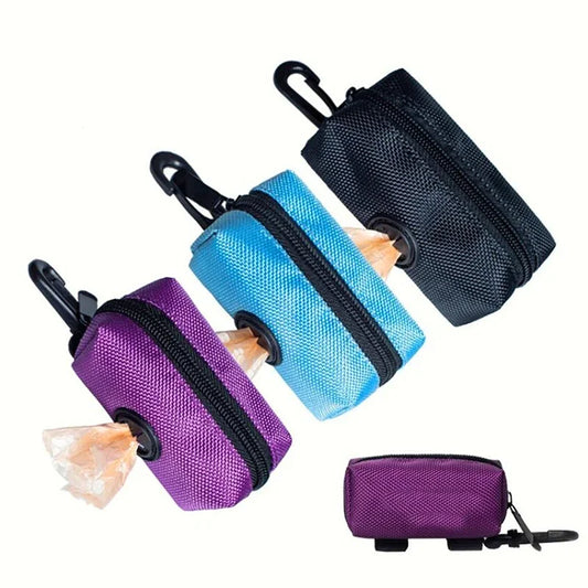 Dog Nylon Medium Storage Bag for Plastic bags with Clip, Attaches to Leash