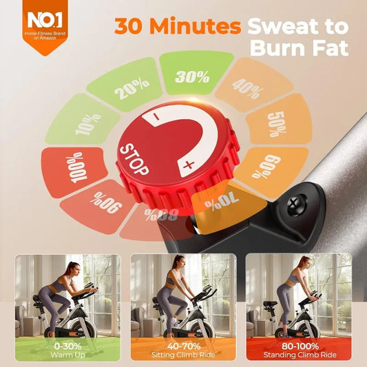 Indoor Cycling Bike, Brake Pad/Magnetic Stationary Bike - with Tablet Mount & Comfortable Seat Cushion