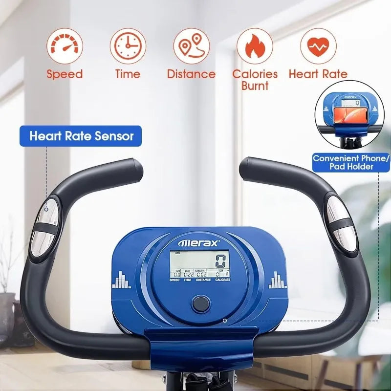 Exercise Bike foldable, 3 in 1 Magnetic Stationary Bike for Home with 16-Level Resistance, 300LB Capacity