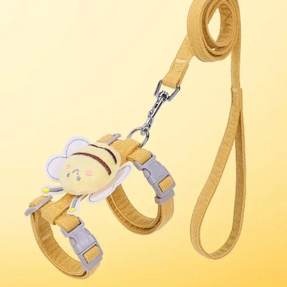 Cat Harness, Leash, Collar Set, Adjustable, Adorable Bee, Double Layer Cat Harness, Small, Medium, Blue, Yellow