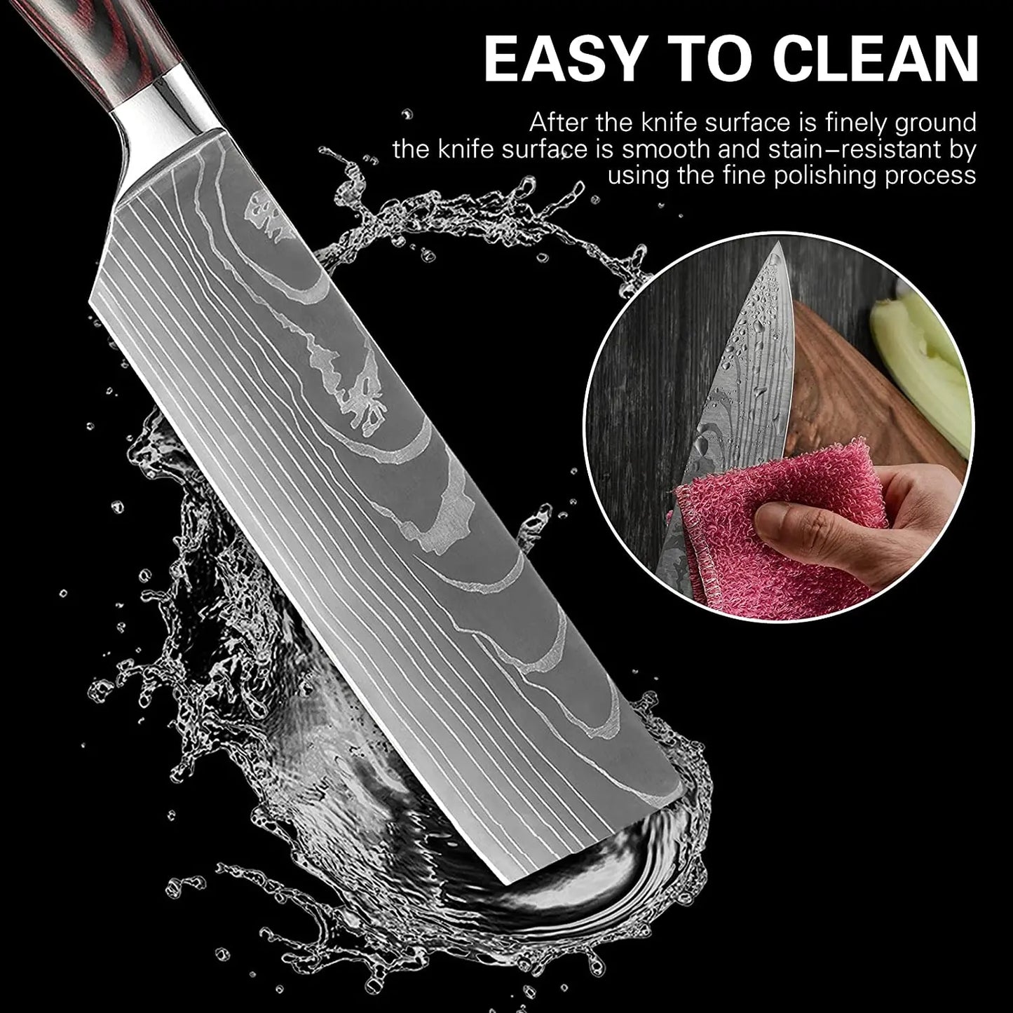 1-10Pcs Chef Knives, Japanese Santoku Kitchen Knives Set, Includes Sharp Cleaver, Slicing Utility Knife , Choice of Sets