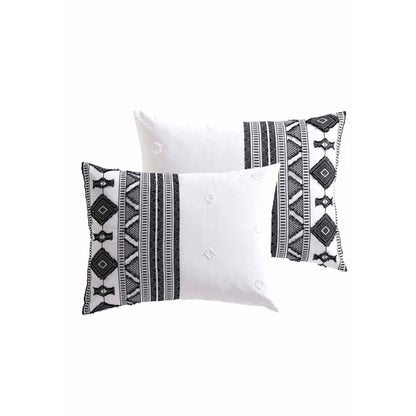 5 pc King Comforter Set, Black/White, 100% Cotton