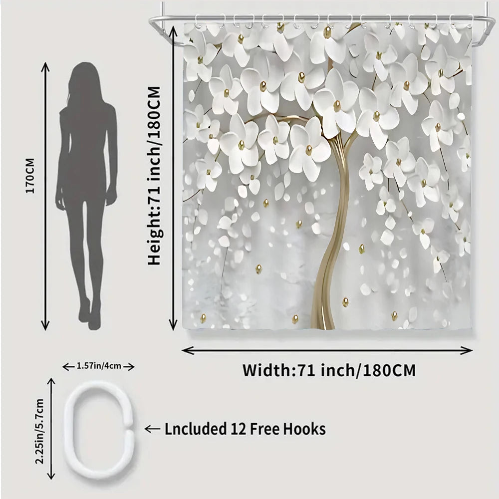 Golden Flower Tree Bathroom Four-piece Set - Avant-garde Waterproof Shower Curtain