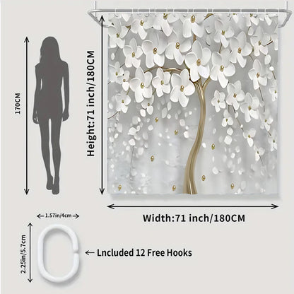 Golden Flower Tree Bathroom Four-piece Set - Avant-garde Waterproof Shower Curtain