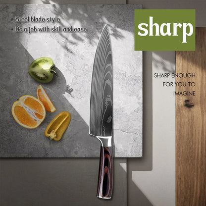 1-10Pcs Chef Knives, Japanese Santoku Kitchen Knives Set, Includes Sharp Cleaver, Slicing Utility Knife , Choice of Sets