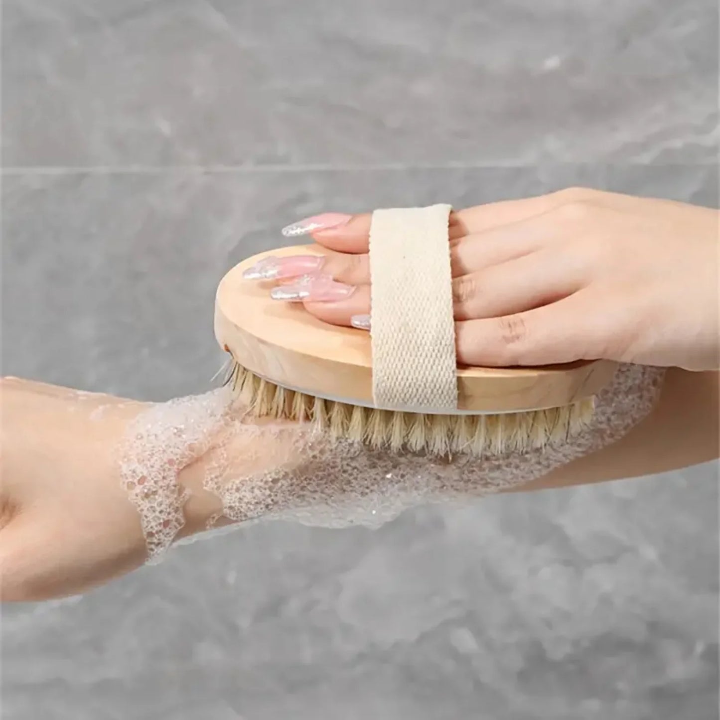 100% Solid Wood, Bristle Shower Brush - Premium Quality Eco-Friendly Body Scrubber for Gentle Exfoliation