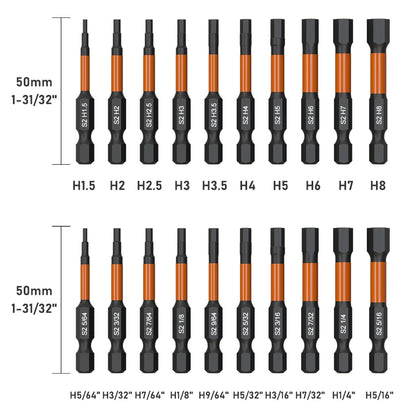 Impact Bit Set-3/6 Inch & Impact Hex Head Allen Wrench, Drill Bit Set-2/4 Inch with CNC Machined Tips, Choice of 3 sets
