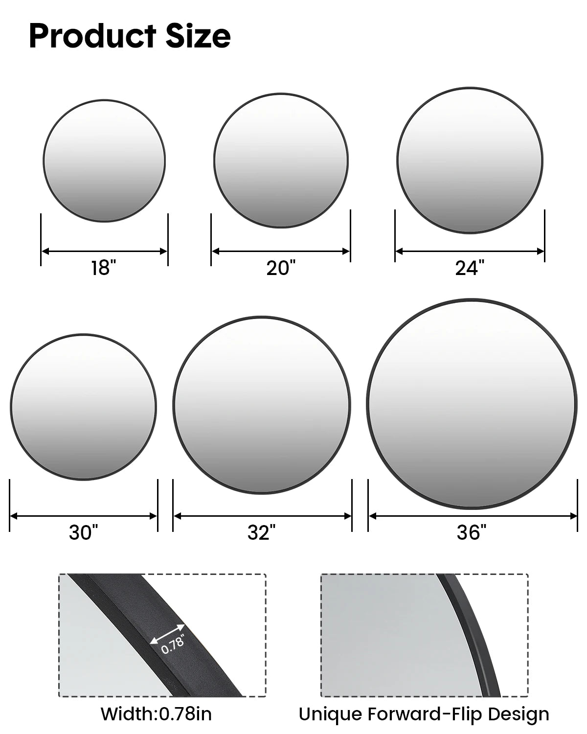 New, 5mm Extra Thick Oval Mirror, Matte Black Aluminum Alloy, Framed Bathroom Mirror, HD Mirror, Modern