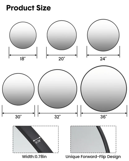 New, 5mm Extra Thick Oval Mirror, Matte Black Aluminum Alloy, Framed Bathroom Mirror, HD Mirror, Modern