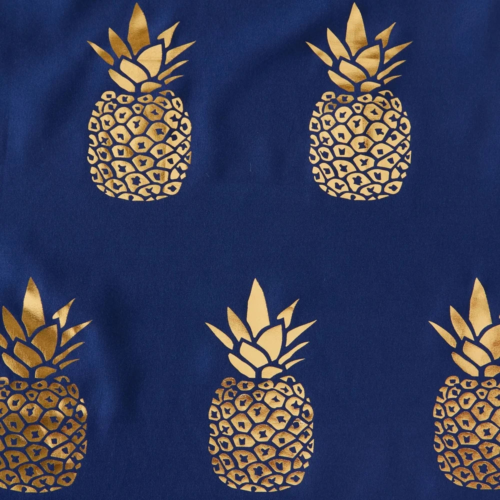 Gilded Pineapple Shower Curtain, Navy Blue, 72x72, Durable Polyester, Bathroom Decor, Waterproof, Machine Washable