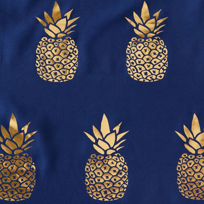 Gilded Pineapple Shower Curtain, Navy Blue, 72x72, Durable Polyester, Bathroom Decor, Waterproof, Machine Washable