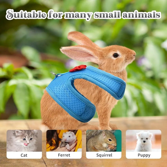 Bunny Harness and Leash Set with Cute Bow, Soft, Breathable Mesh Vest/Harness for Rabbits, Kittens, Ferrets, Small Pigs, Puppies