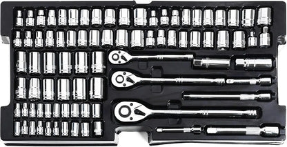 408-Piece Mechanics Tool Set, General Household Home Repair Tool Kit with 3-Drawer Heavy Duty Metal Box