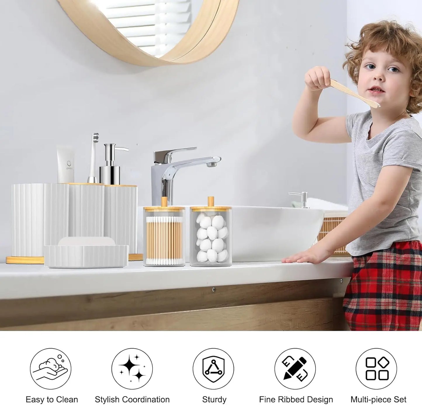 24PCS Bathroom Set, Stylish & Functional, White