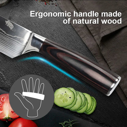 1-10Pcs Chef Knives, Japanese Santoku Kitchen Knives Set, Includes Sharp Cleaver, Slicing Utility Knife , Choice of Sets