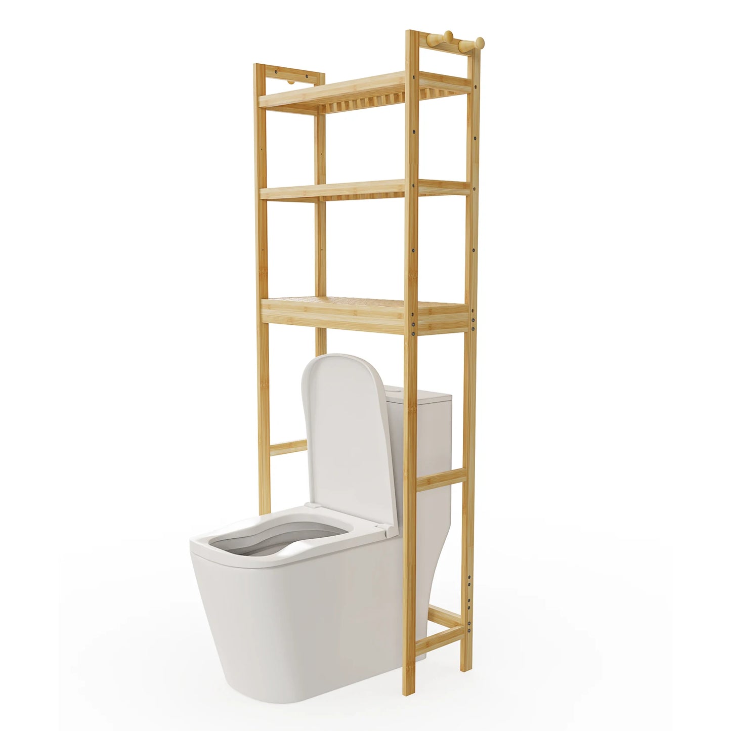 Bathroom Space Saver, over the Toilet 3 Tier Storage Shelf, Organizer Rack, Bamboo for Small Space Restroom, Laundry, Easy Assembly